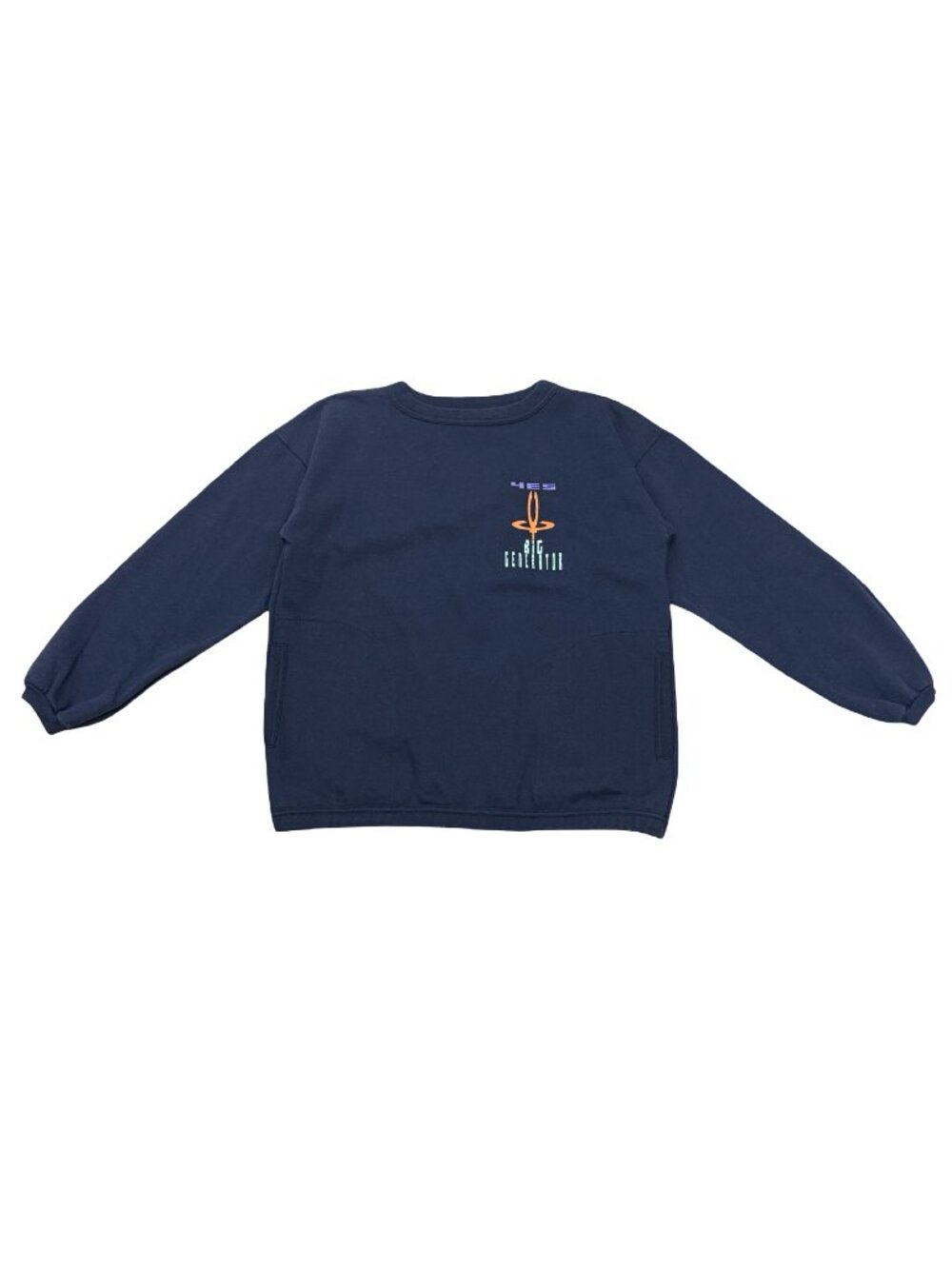 Vintage 1990s HES Big Generator Navy Sweatshirt Pocket Crewneck